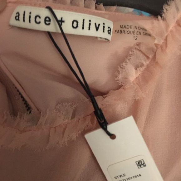 NWT $395 alice + olivia | Nichola | Tier Ruffled Silk Cold-Shoulder Dress | 12 - Picture 11 of 16